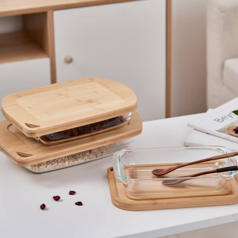 Bamboo Lid Vacuum Glass Containers Manufacture and Bamboo Lid Vacuum Glass Containers Supplier